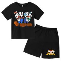 Two-piece Set Cartoon Girl Cuphead Clothing Children's Cuphead Girls' T-shirt and Pants 100