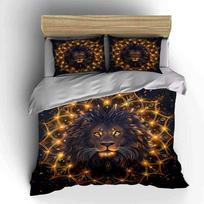 Golden Lion Mandala Art Set  Exquisite Three-Piece Bedding Set Gift For Kids And Adults EU Twin 135X200cm&set