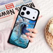 Blue Marlin Painting Phone Case For IPhone 17 16e 15 14 13 12 11 Pro Max Air Mini Soft Protective Cover iPhone 14 Pro