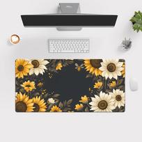 Vibrant Sunflower and Bee Design Mouse Pad Large Waterproof and Slip Rubber Table Pads Suitable for PC Keyboards and Laptops 300X600X2MM