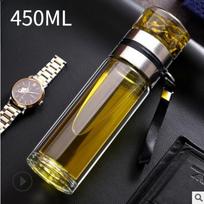 Arbatos vandens butelis aukšto borosilikatinio stiklo dvigubo sluoksnio arbatos vandens puodelio infuzinis stiklainis vandens butelis su arbatos filtru 450ML