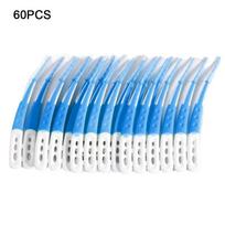 60Pcs New Silicone Interdental Brush Soft Bristle 60Pcs Toothpicks Inter-Dental Orthodontic Tooth Cleaning Brush Oral Cavity mėlyna
