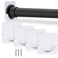 ABBY-8 Pieces Adhesive Shower Curtain Rod Holder Shower Rod Retainer Wall Mount Holder, Shower Curtain Rod Not Included White balta