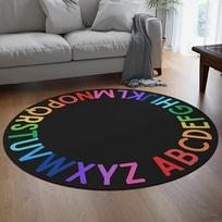 Rainbow Alphabet Play Mat - Area Mat with Colorful Letter Design,round Rug for Bedroom, Classroom Kids Play and Reading Area Rug 80cm x 80cm