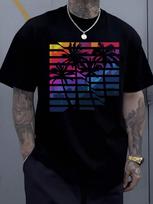 Retro Sunset Palm Trees And Cityscape Geometric Pattern Symbolizing A Vibrant Evening Escape And S įvairiaspalvis