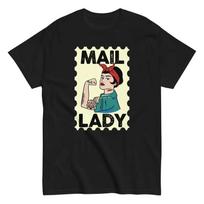 Mail Carrier T Shirt Postal Worker Postman Lady Stamp S įvairiaspalvis