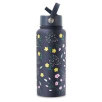 Stainless Steel Sports Water Bottle Large Capacity 1L 304 Stainless Steel Thermal Mug Vacuum Insulation Straw Lid Thermos Cup