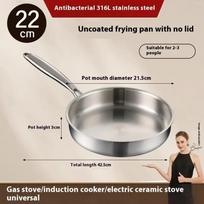 316L Stainless Steel Frying Pan Non-Stick Thickened Cooking Pan Fast Heating Uncoated Cooking Pot for Gas Stove Induction Cooker