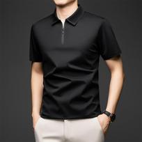 Men's Minimalist Aesthetic Solid Color Half Zip Polo M juoda