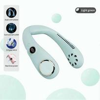LED Bladeless Neckband Fan B Rechargeable Neck Hanging Cooler Portable Fan Light Green