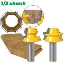 2 vnt. 22,5 laipsnio klijų stalių frezos antgalių rinkinys 8 mm 12 mm 1/2 colio kotas. 1/2inch shank pilka