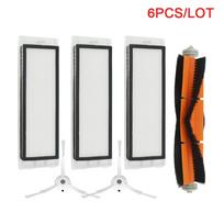 3 vnt HEPA filtras + 1 vnt volelis + 2 vnt šoninis šepetys, skirtas Xiaomi Mi Robot Roborock S50 S51 S55 T4 T6 T7 T60 dulkių siurbliui black