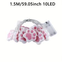 1 miela gyvūnų letenų stygos lemputė, 1,5 m, 10 šviesos diodų, maitinama baterijomis (baterijos neįtrauktos) 1.5M 59inch 10LED balta