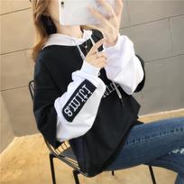 Cotton Tops Shirt Female Embroidery Winter Hoodies Women Sweatshirt Korean Style Letter Casual Harajuku Oversized XXL juoda