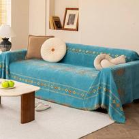 Bohemia Tassel Throw Blanket Four Season Sofa Cover Dust Anti-cat Scratch Protection Cover Sofa Blanket Carpet Travel Rug 180x130 blue