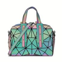 Luminous Crossbody Shoulder Bags for Women Luxury Boston Bag Large Capacity Feminine Designer Foldable Geometric New gray