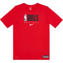 Nike NBA Collaboration Dri-Fit Chicago Bulls T-Shirt Logo Comfortable Quick-Dry Short Sleeve Kids Tops Bright-Red 3Z2B7BBKU-BUL M