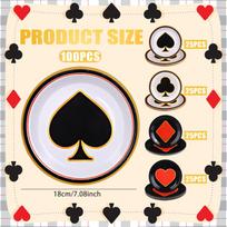100Pcs Casino Party Disposable Paper Plates Las Vegas Theme Party Decorations Casino Night Party Plates Poker Dessert Plates For 100PCS