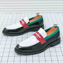 Fashion Britain Trend New Retro Pointed Mixed Color Slip On Flats Shoes Men Casual Penny Loafter Formal Dress Footwear Zapatos Hombre 38