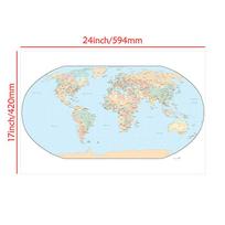 Standartinis Pasaulio Žemėlapis su Nacionalinėmis Vėliavomis Klasikinis Leidimas Pasaulio Žemėlapio Plakatai ir Spaudiniai Mokyklos Reikmenims A2-59*42cm