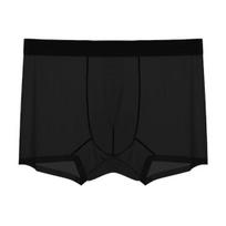 Men Boxer Underwear Elastic Mid-Waist Breathable Slim Fit Shorts Briefs Pure Color U-Convex Design Ultra Thin Seamless Mesh Yarn Panties Daily Wear L