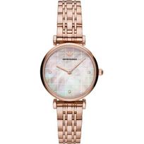 Emporio Armani Gianni T-Bar Perlamutras Rožinio Aukso Metalas Moteriškas Kvarcinis AR11385 perlamutro spalvos