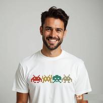 Arcade Gaming T-shirt Space Retro Invaders Vintage Game Top Kid Men's Unisex Tee S