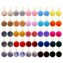 50-piece Set Pom Pom Keychain Fluffy Faux Fur Pompoms Keychain with Split Ring and Keyrings for Bag Charm Accessories 1