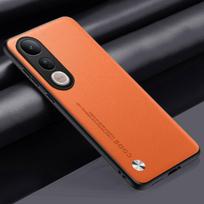 Luxury PU Leather Case For Vivo V50 Lite Back Cover Matte Silicone Shockproof Full Protection Phone Case For Vivo V50 Lite 5G For Vivo V50 Lite oranžinė
