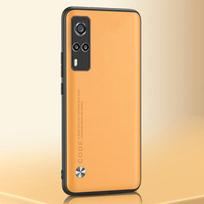 Prabangus PU odos telefono dėklas, skirtas Vivo Y31 Y51 Y53S Y72, silikoninis dangtelis, plonas dėklas, skirtas Vivo Y21 Y21S Y33S Y20 Y20S Y11S Y12S Coque For Vivo Y31 2021 geltona
