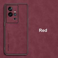 Luxury PU Leather Case For Vivo iQOO 11 Pro 11S 5G Cover Matte Full Protection Silicone Phone Case For iQOO 11 S iQOO11 Coque For iQOO 11 raudona
