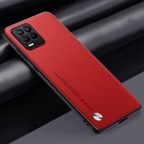 Prabangus PU odos dėklas Realme 8 Pro 8Pro galiniam dangteliui Matinis silikoninis pilnos apsaugos telefono dėklas Realme 8 4G Realme8 Pro For Realme 8 4G raudona