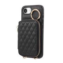 Crossbody Wallet Case for iPhone 16e/16/15 Pro Max, 16 Plus, Zipper Purse Flip Cover With Card Slots, Strap Lanyard & Kickstand For iPhone 15 juoda