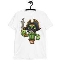 Cartoon Pirate Cactus Short-Sleeve Unisex T-Shirt Mens Womens Tees Top Plant with Sword Graphic Tee M