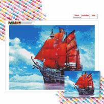 DIY Diamond Painting Pirate Ship Cross Stitch Kit Mosaic Art Diamond Painting Full Circle Diamond Home Decoration Round 30x40cm