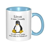 Linux Is User Friendly Its Just Very Picky Mug Funny Ceramic Coffee Cups Tea Mugs Milk Cup Drinkware Gift for Friends One Size dangaus mėlyna spalva