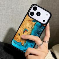 Capa Case for iPhone 17 Air 16 Pro Max 15 Plus 11 13 Mini 14 12 Back Phone Cover wood resin glue gel iPhone 13 Pro