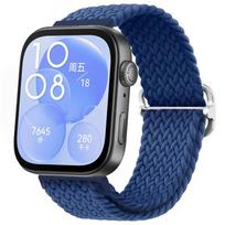 Nylon Braided Loop Strap for Huawei Watch Fit 4/3 Adjustable Elasticity Bracelet Wristband Huawei Watch Fit 4/4 Pro Accessories Huawei Watch Fit 3 mėlyna