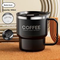 304 Stainless Steel Mug with Lid Office Coffee Cup Office Workers Direct Drinking Cup 400ml
