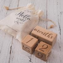 3pcset Raw Wood Baby Month Milestone Card Beech Block Square Engraved Newborn Month Birthday Milestones Block Pography Props