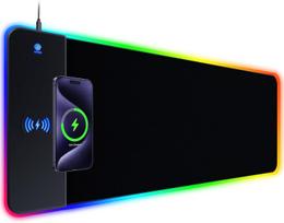 RGB gaming mousepad, supports 15W wireless charging, extra-large LED mousepad, size 30x80cm