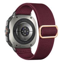 Strap For Samsung Galaxy Watch Ultra 47mm accessories Elastic Nylon Sport loop wrist bracelet correa Galaxy watch 7 Ultra band Galaxy watch Ultra vyno raudonos spalvos