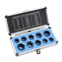 Hexagonal Design Bolt Extractor Set with Aluminum Box Nut Removal Socket  Frozen Bolts Short mėlyna
