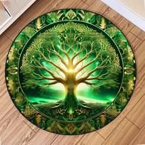Round Tree of Life Pattern Area Rug Fantasy Style Mat Non Slip Stain Resistant Durable for Living Room Bedroom Home Decor 80cm x 80cm