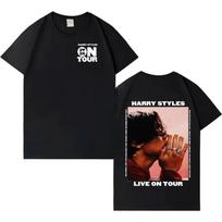 Black Oversized Cotton T-Shirt Featuring Harry Styles’  On Tour 2026  Logo and Live Photo Print for Devoted Fans 4XL