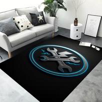 Mechanic Wrench Gear Print Area Rug Anti-slip Floor Mat for Garage Tool Logo Style Soft Washable Carpet for Workshop Home Decor 40X60CM