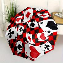 1pc Playing Cards Diamonds Themed Umbrella, 8-Rib Frame, Plastic Handle, Automatic Open Compact Travel Accessory, Lightweight