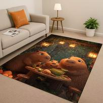 Kawaii Capybara Art Cartoon Living Room Non-Slip Area Rug Soft Carpet for Bedroom Playroom Sofa , Easy Clean Home Decor Doormat 40x60cm( 15x23in )