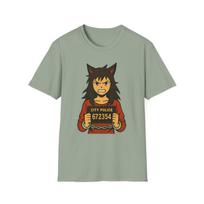 Unisex Softstyle Wolf-Girl Mugshot T-Shirt Mens Womens Tees Top – Streetwear, Rebels and Rule-Benders L