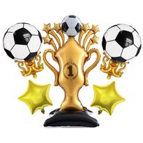 5Pcs Soccer Theme Foil Balloon Set, Jumbo Standing Champion Trophy & 2Pcs Football Trophy Mylar Balloons, Golden Star Balloons, Other
